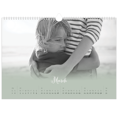 A3 Photo Calendar — Misty green [March]