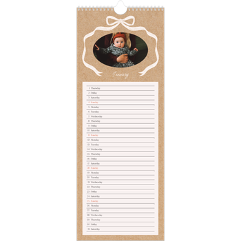 Slim Calendar (15 x 40cm) — Kraft and bow