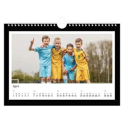 A4 Landscape Photo Calendar — Black frame [April]