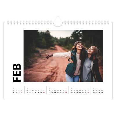 A4 Landscape Photo Calendar — Big date [February]