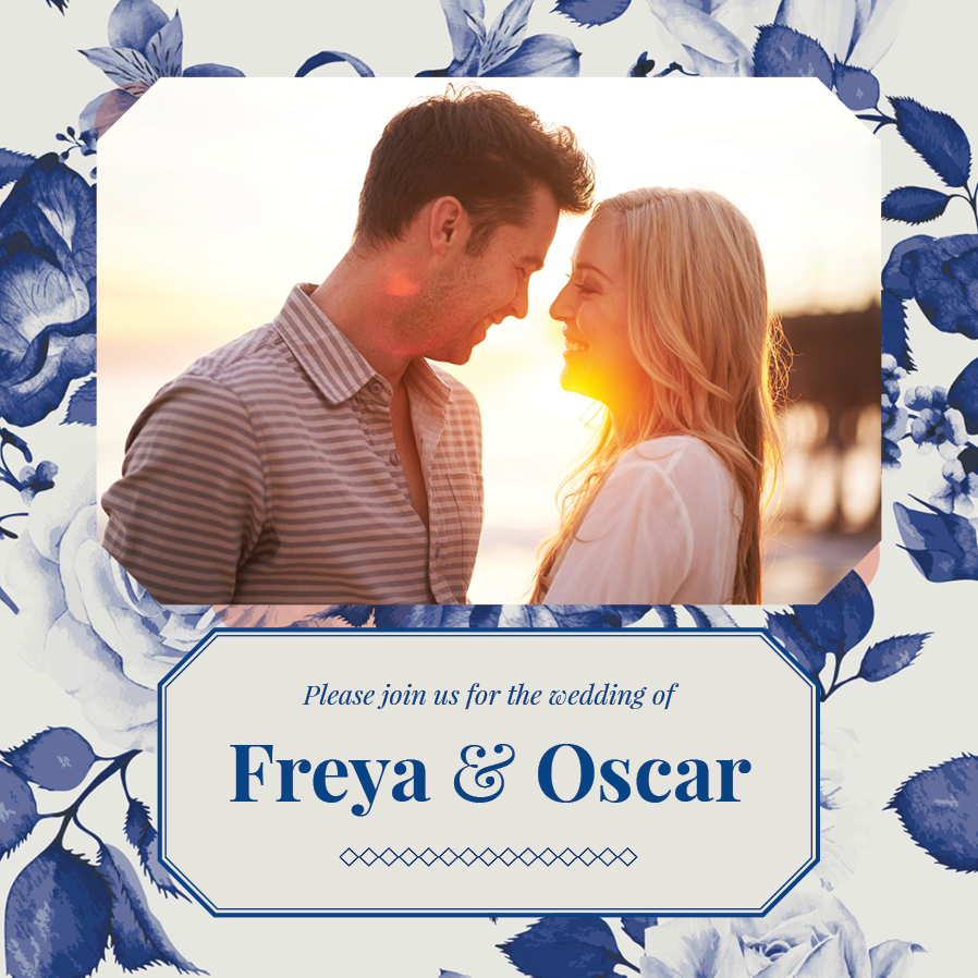 Invitations — Blue botanical