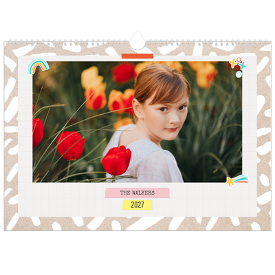 Family Planners A3 Landscape — Rustic Planner - Family of 3 [cover]