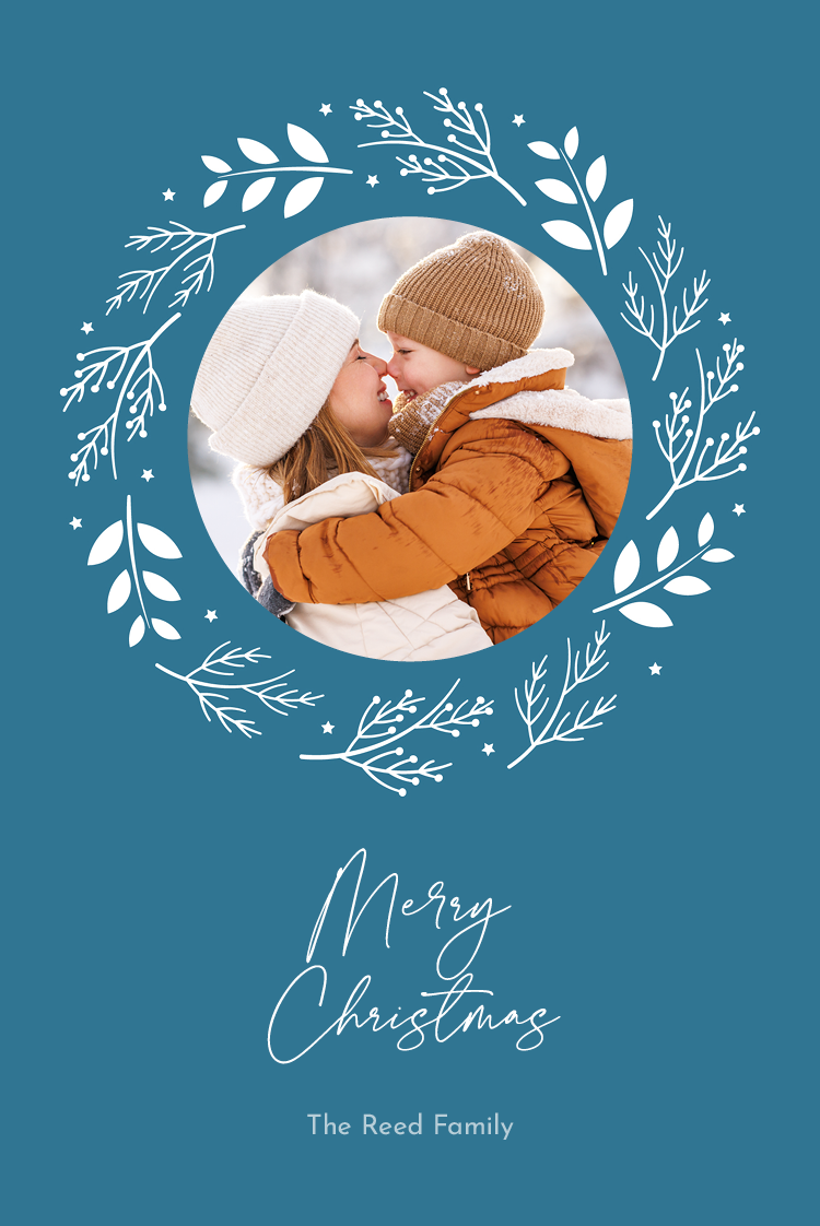 Cards — Winter wreath frame - blue