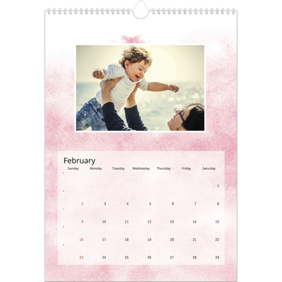 A3 photo calendars — Watercolour backgrounds [February]