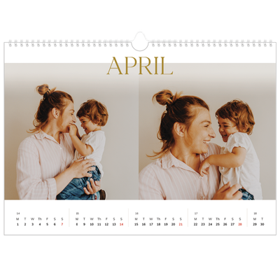 A3 Photo Calendar — Big gold text [April]