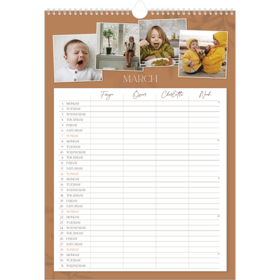 A3 Family Planner — Down to earth Planner - Family of 4 [March]