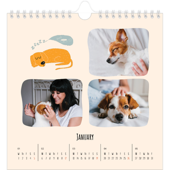 Square Photo Calendar — Dog paws and doodles