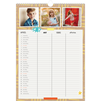 A3 Family Planner — Rustic Planner - Family of 3 [April]