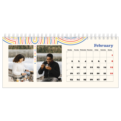 Desk calendars — Retro stripes [February]
