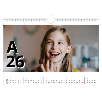 A4 Landscape Photo Calendar — Letter style [April]