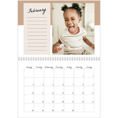 A4 Double Photo Calendar — List Calendar [February]