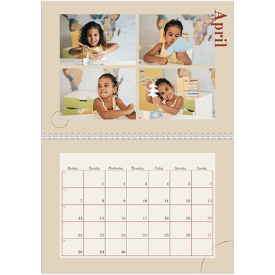 A4 Double Photo Calendar — Asymmetrical text [April]