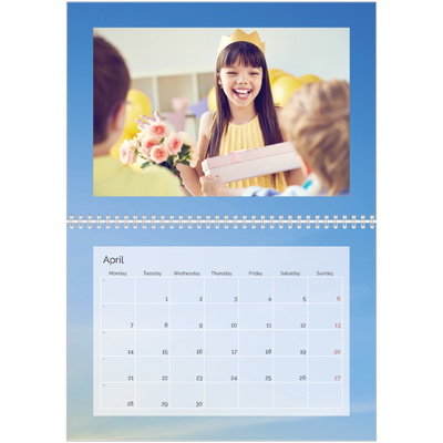 A4 Double Photo Calendar — Cloudscape [April]