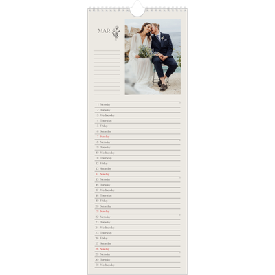 Slim Calendar  — Initials in bloom [March]