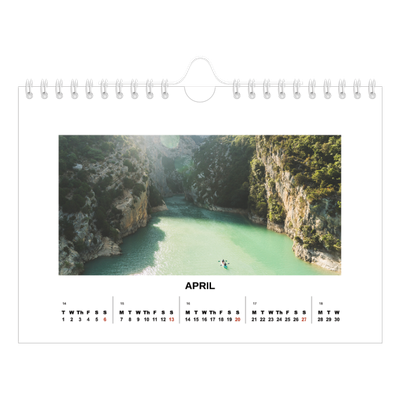 A5 Landscape Photo Calendar — Simple photo [April]