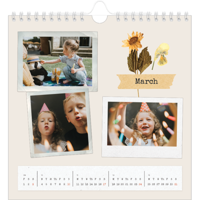 Square calendars  — Vintage scrapbooking [March]