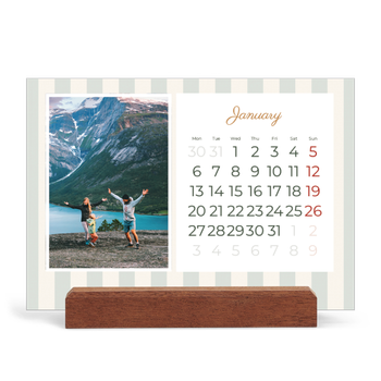 Easel Desk Calendar Landscape — Script and stripes
