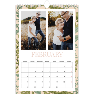A4 Photo Calendar — Floral wallpapers [February]