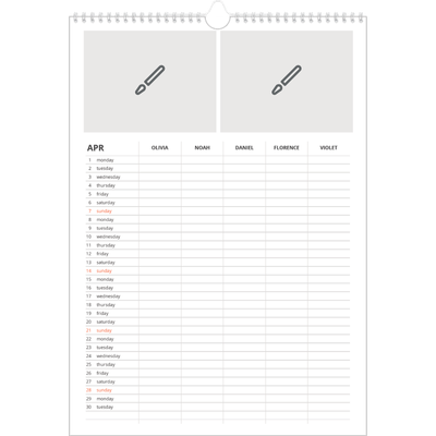 A3 Family Planner — Design your own product - Family of 5 [April]