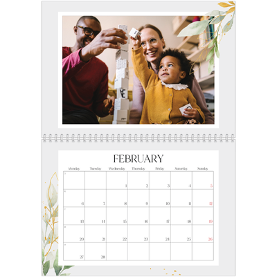 A4 Double Photo Calendar — Floral splash [February]