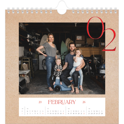 Square calendars  — Pops of red [February]