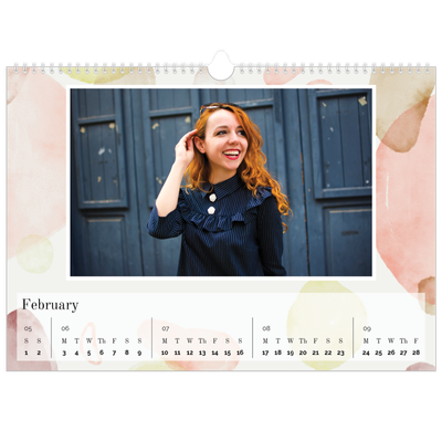 A3 Photo Calendar — Watercolour spots [February]